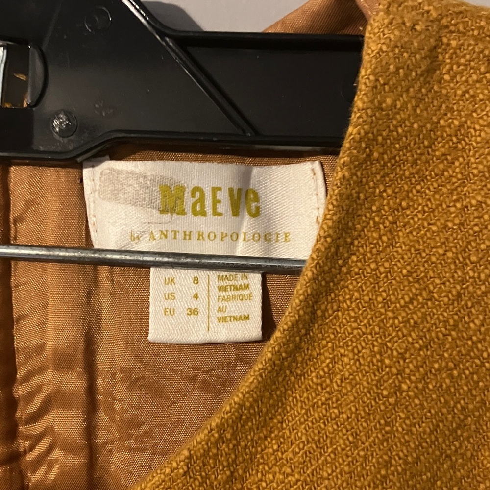 Anthropologie Maeve Mustard Mini Dress Sz 4 - Picture 2 of 8